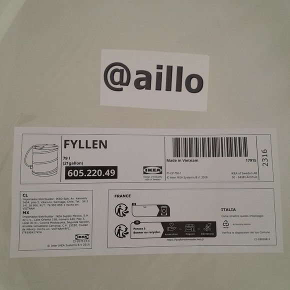 2 IKEA FYLLEN Laundry basket, white, 21 gallon - Picture 9 of 13